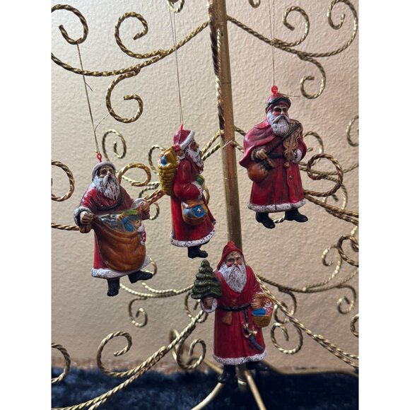 Vintage Santa Claus Christmas Ornaments Set Of 4 Figurines - Picture 8 of 10